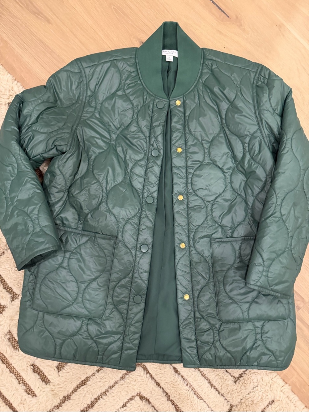 Ann Taylor Quilted Dark Green Puffer Jacket